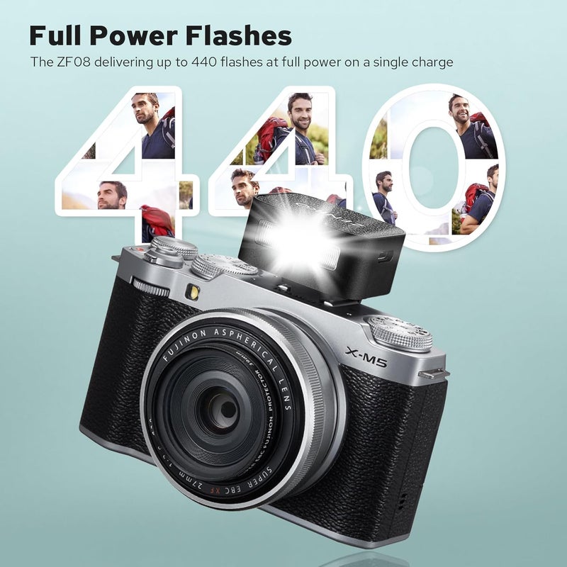 ZENIKO ZF08 Aluminum Mini Flash Speedlite, 440 Full-Power On Camera Flash,CCT 6500K±200K Small Camera Flash for Canon/Fuji/Sony zv1/Sony zve10/Nikon/Panasonic Olympus Pentax/3s Recycle(Black) - Image 5